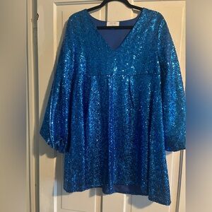 Peach Love California Shimmering Blue Dress